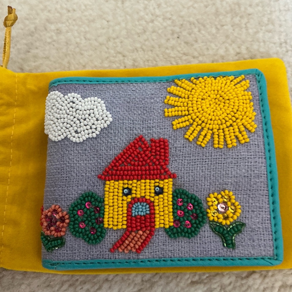 BRAND NEW SUSAN ALEXANDRA SU CASA EMBROIDERED BEADED HOUSE WALLET